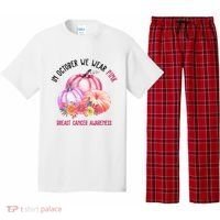 In October We Wear Pink Breast Cancer Awareness Pumpkin Fall Pajama Set thumb 0