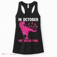 In October We Wear Pink Breast Cancer Trex Dino Kids Women's Tank Top thumb 0