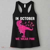 In October We Wear Pink Breast Cancer Trex Dino Kids Women's Tank Top thumb 3