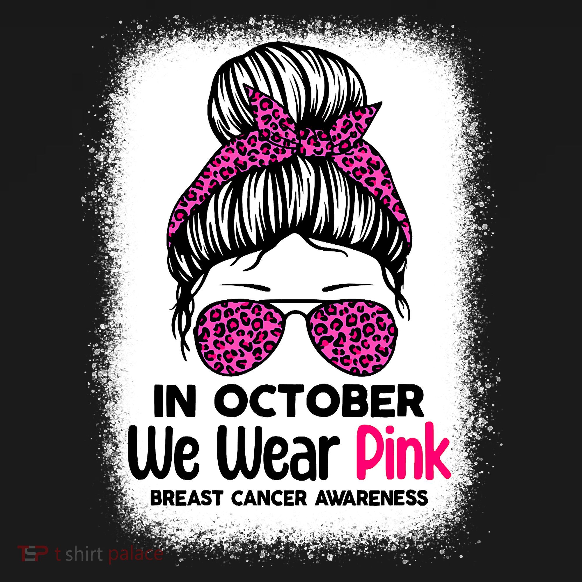 In October We Wear Pink Messy Bun Breast Cancer Awareness Women's Hoodie