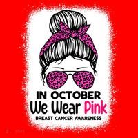In October We Wear Pink Messy Bun Breast Cancer Awareness Santa Hat thumb 1