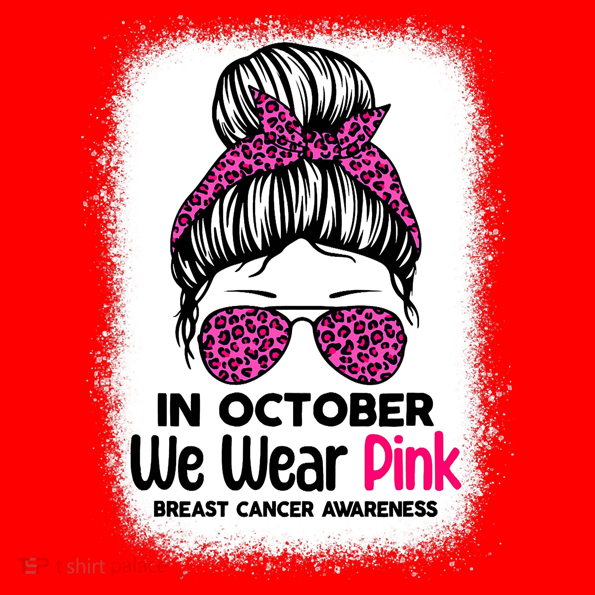 In October We Wear Pink Messy Bun Breast Cancer Awareness Santa Hat