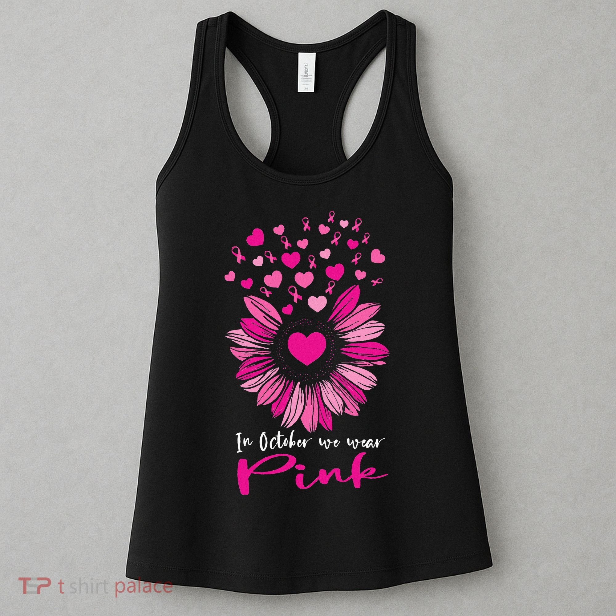 In October We Wear Pink Sunflower Breast Cancer awareness Women's Tank Top