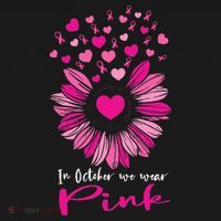 In October We Wear Pink Sunflower Breast Cancer awareness Baby Bodysuit thumb 2