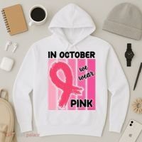 In October We Wear Pink Awareness Ribbon Hoodie thumb 3