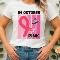 In October We Wear Pink Awareness Ribbon Women's T-Shirt thumb 2