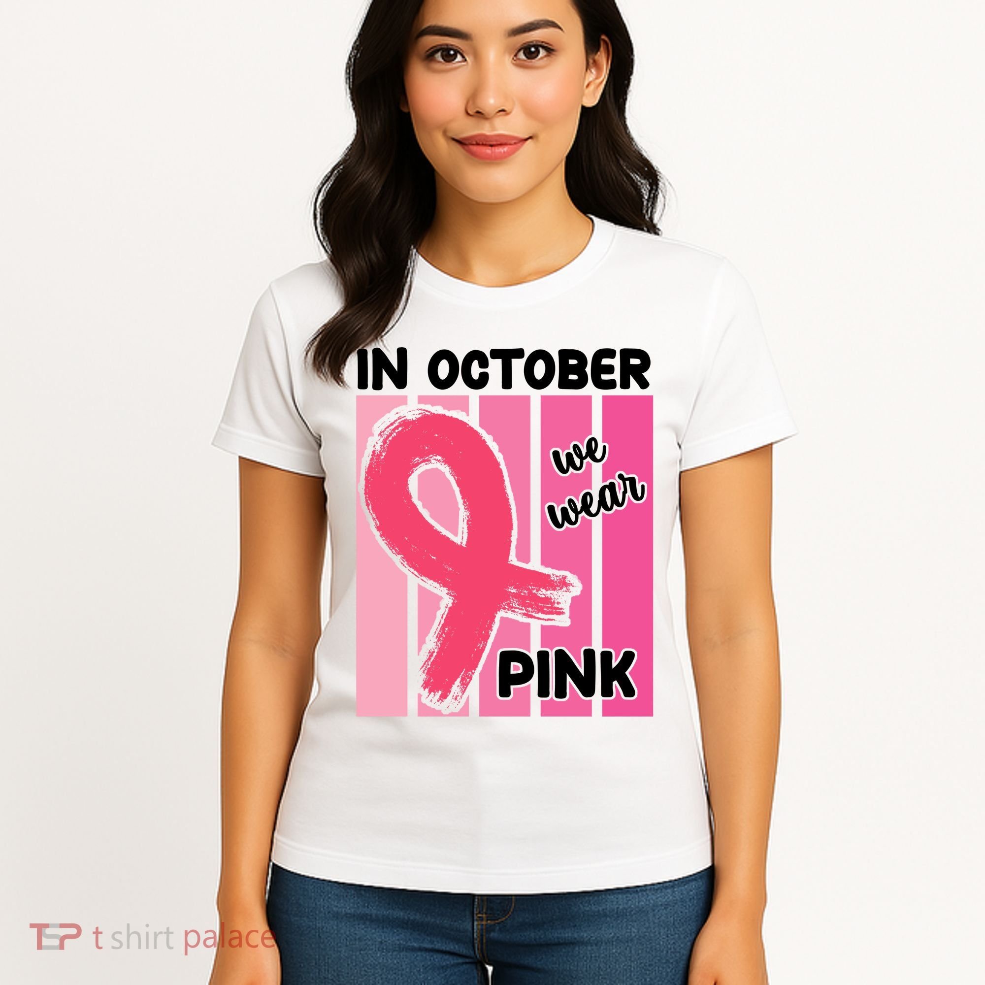 In October We Wear Pink Awareness Ribbon Women's T-Shirt