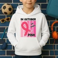 In October We Wear Pink Awareness Ribbon Kids Hoodie thumb 2
