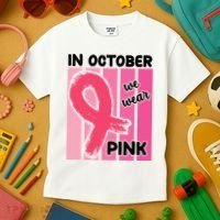 In October We Wear Pink Awareness Ribbon Kids T-Shirt thumb 3