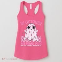 In October We Wear Pink Breast Cancer Awareness Halloween Pink Ghost Women's Tank Top thumb 0