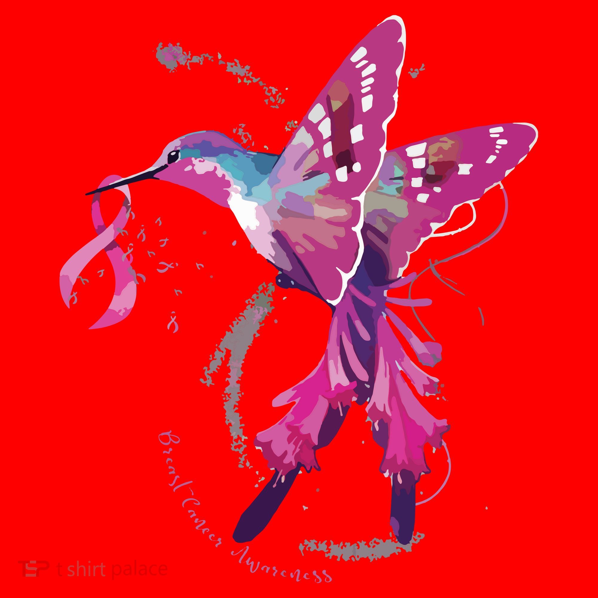 In October We Wear Pink Hummingbird Breast Cancer Awareness Santa Hat