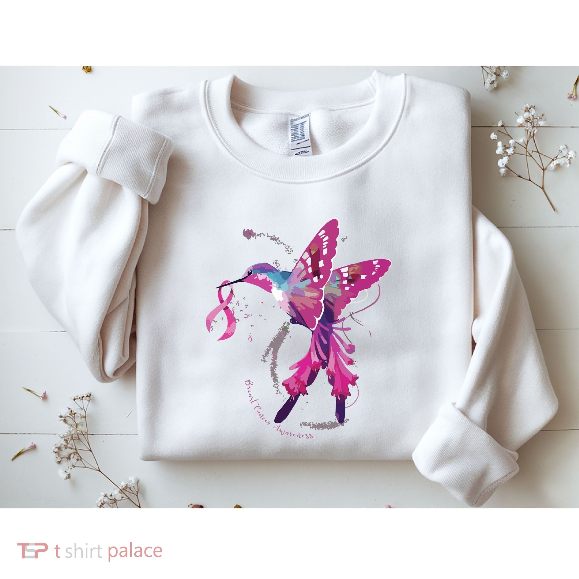 In October We Wear Pink Hummingbird Breast Cancer Awareness Sweatshirt
