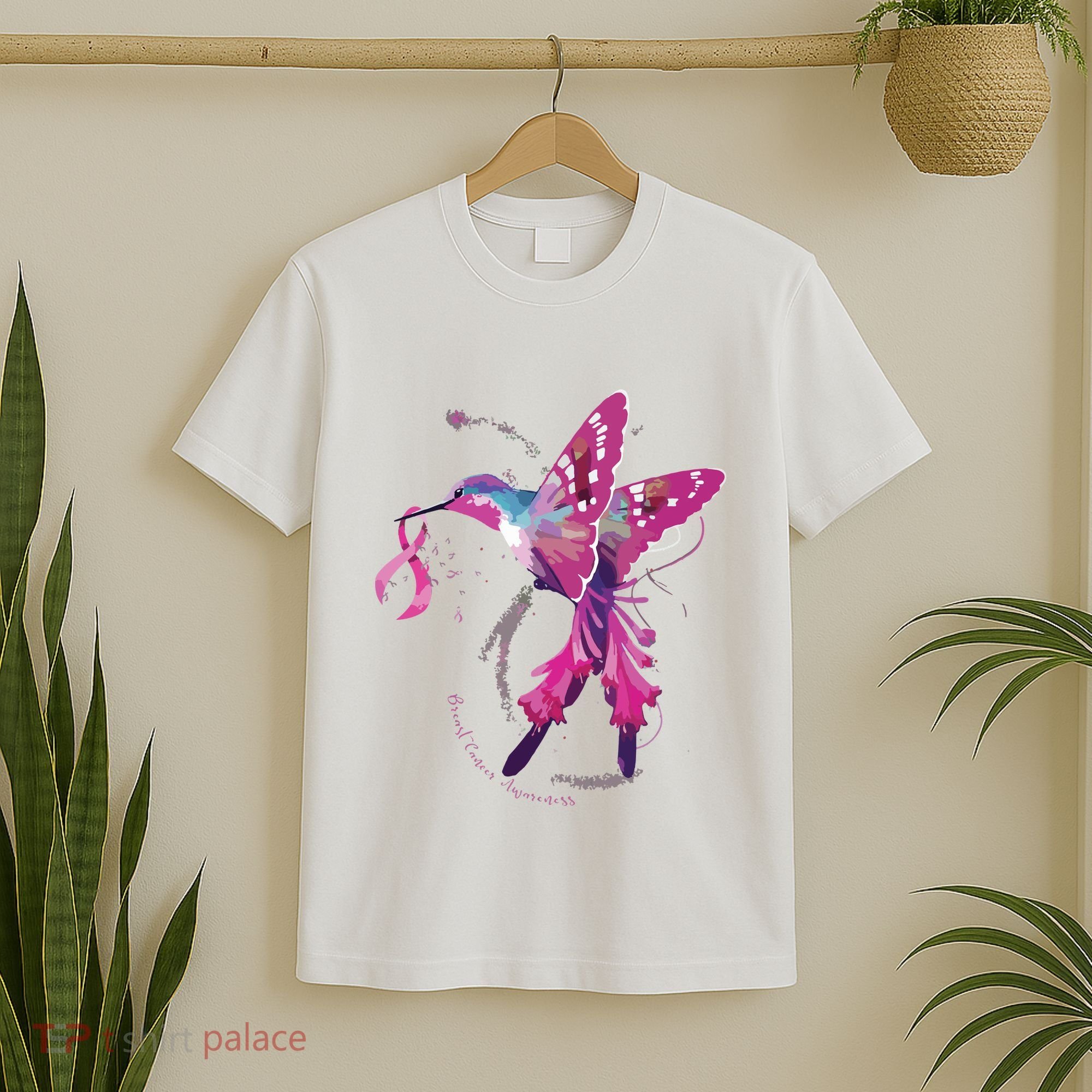 In October We Wear Pink Hummingbird Breast Cancer Awareness T-Shirt