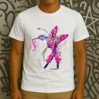 In October We Wear Pink Hummingbird Breast Cancer Awareness T-Shirt thumb 3