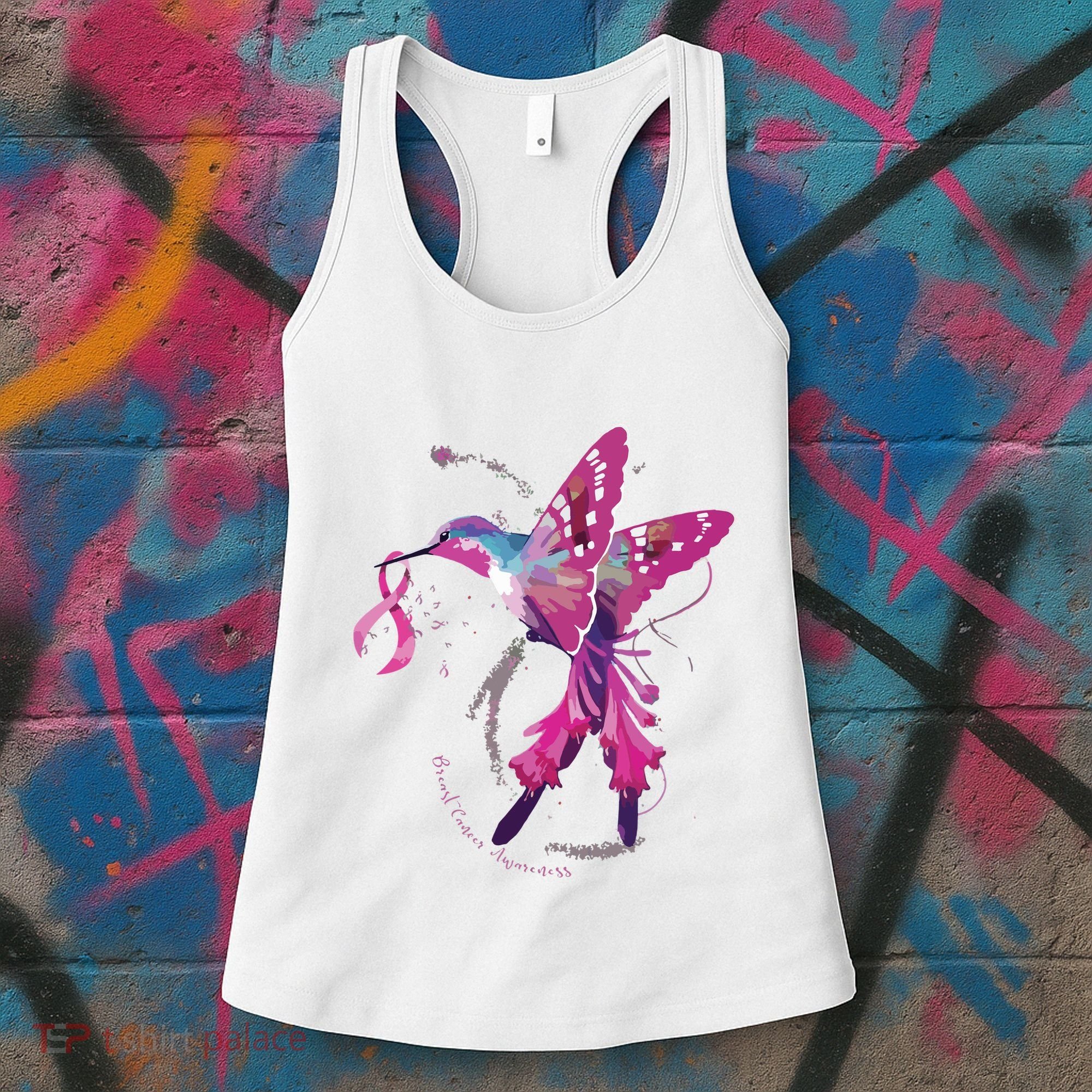 In October We Wear Pink Hummingbird Breast Cancer Awareness Women's Tank Top