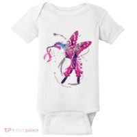 In October We Wear Pink Hummingbird Breast Cancer Awareness Baby Bodysuit thumb 0