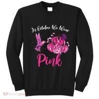 In October We Wear Pink Hummingbird Pumpkin Breast Cancer Sweatshirt thumb 0