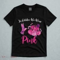 In October We Wear Pink Hummingbird Pumpkin Breast Cancer T-Shirt thumb 5