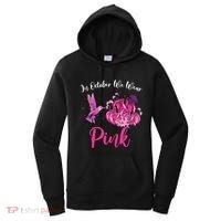 In October We Wear Pink Hummingbird Pumpkin Breast Cancer Women's Hoodie thumb 0