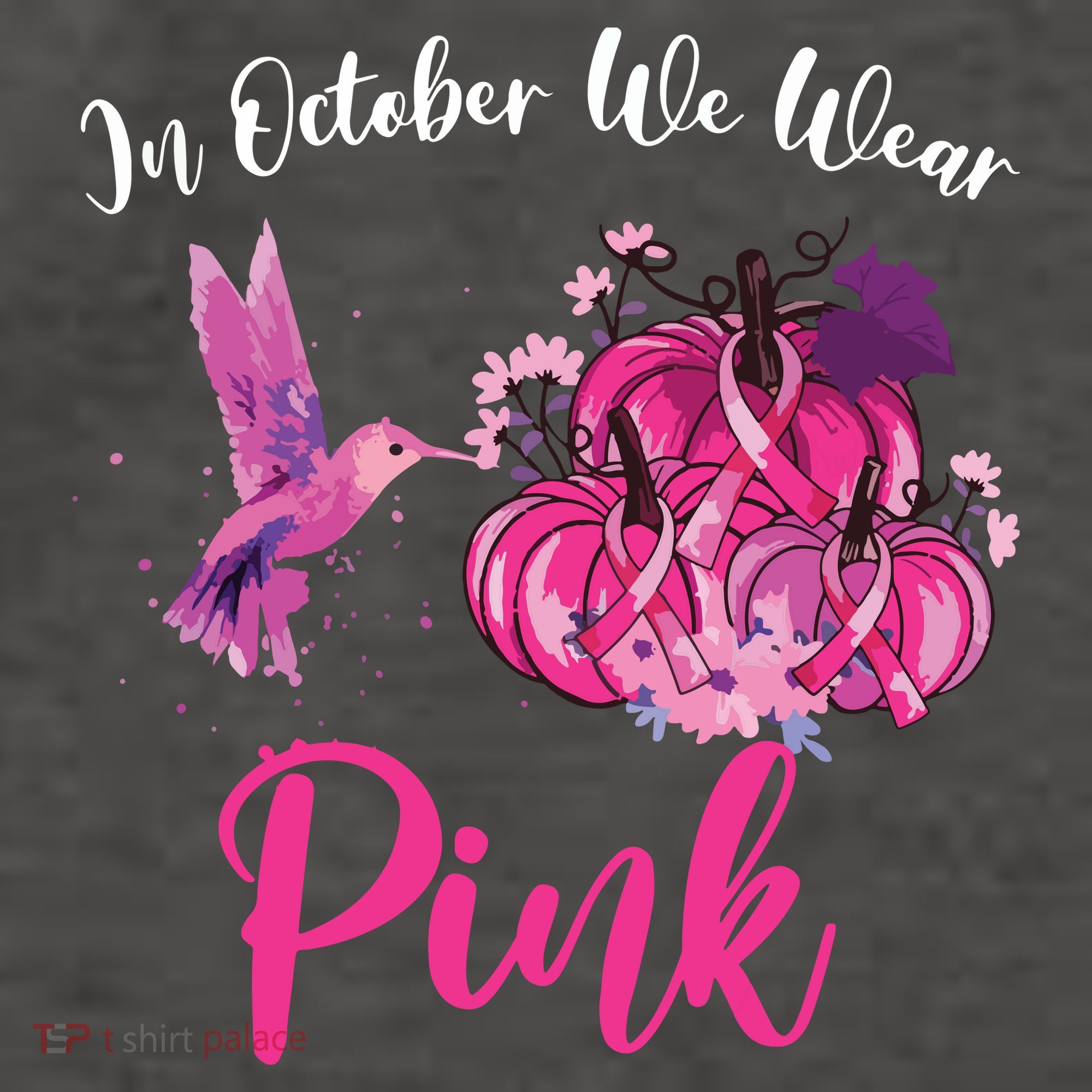 In October We Wear Pink Hummingbird Pumpkin Breast Cancer Women's Tank Top