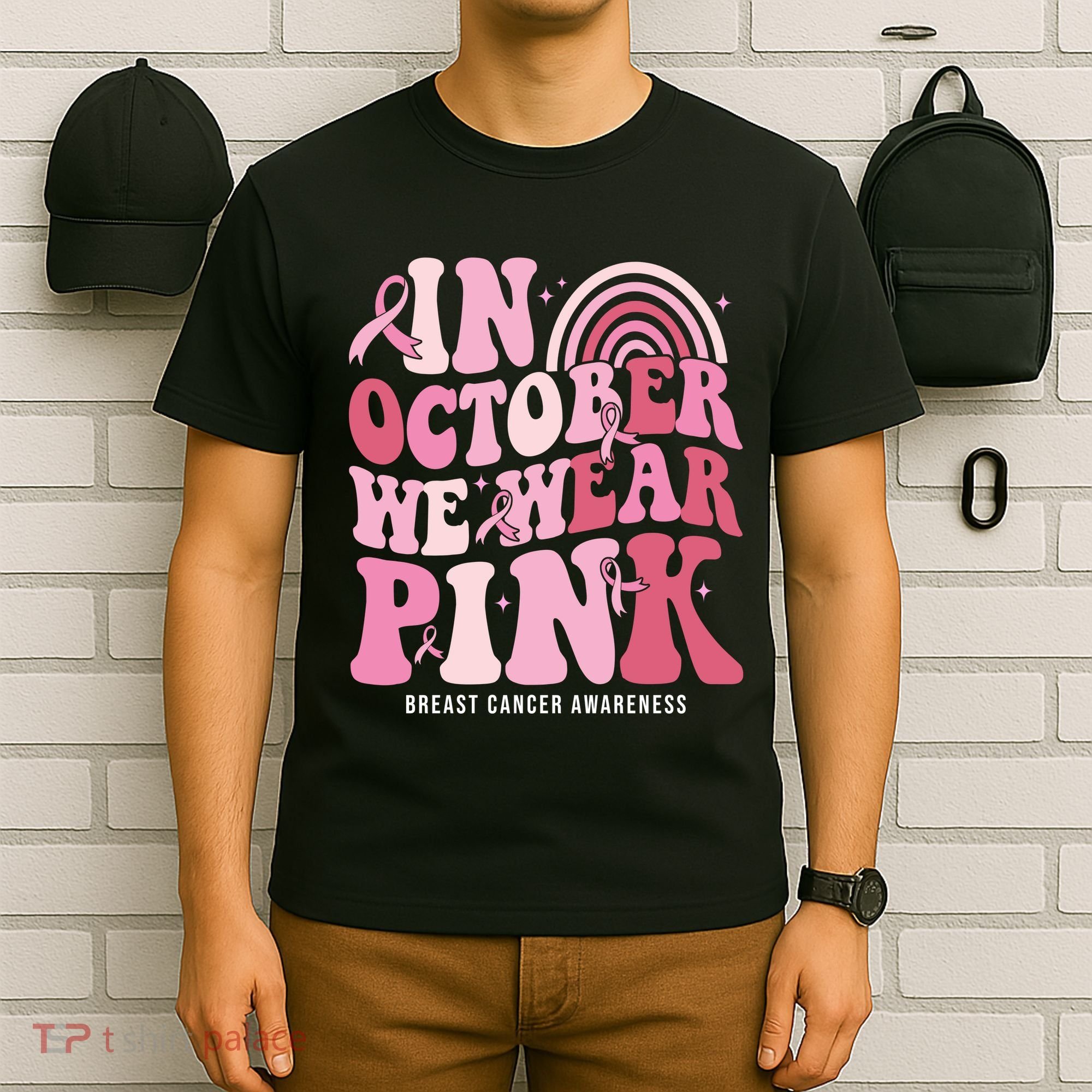 In October We Wear Pink Breast Cancer Awareness T-Shirt