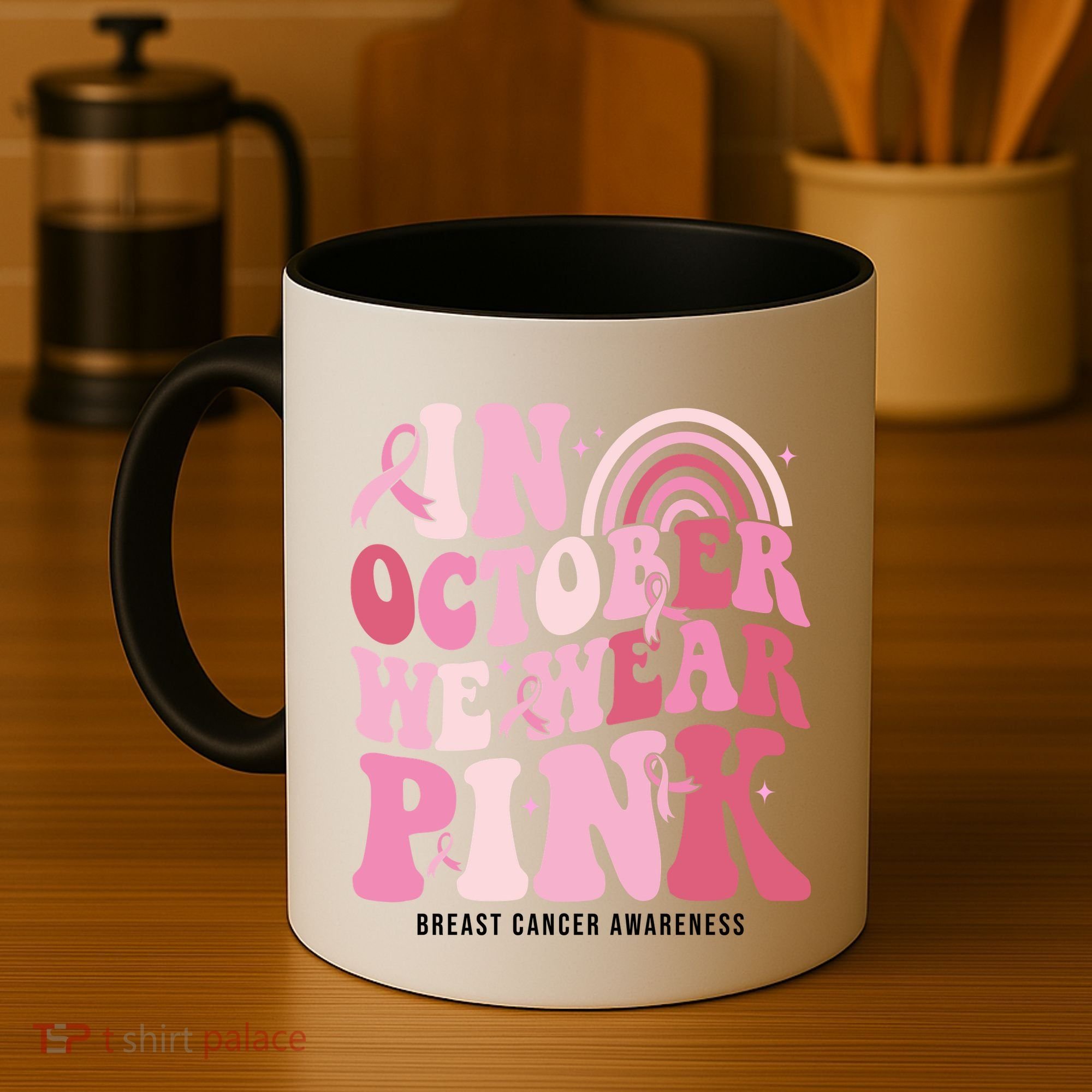 In October We Wear Pink Breast Cancer Awareness Coffee Mug