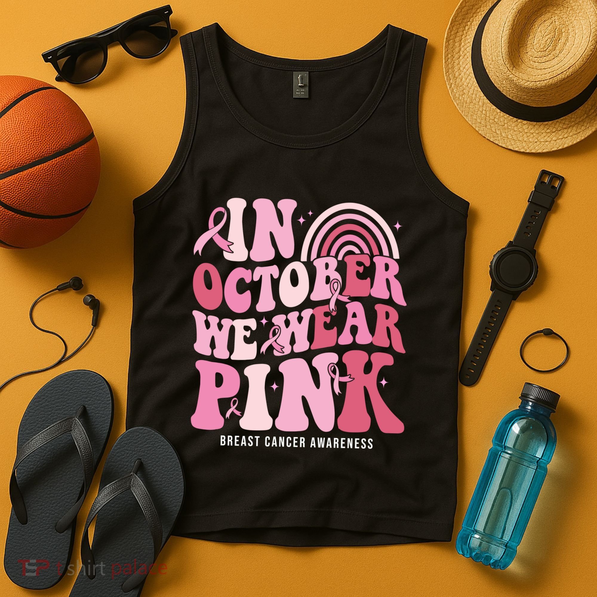 In October We Wear Pink Breast Cancer Awareness Tank Top