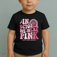 In October We Wear Pink Breast Cancer Awareness Toddler T-Shirt thumb 2