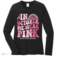 In October We Wear Pink Breast Cancer Awareness Women's Long Sleeve Shirt thumb 0