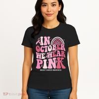 In October We Wear Pink Breast Cancer Awareness Women's T-Shirt thumb 4