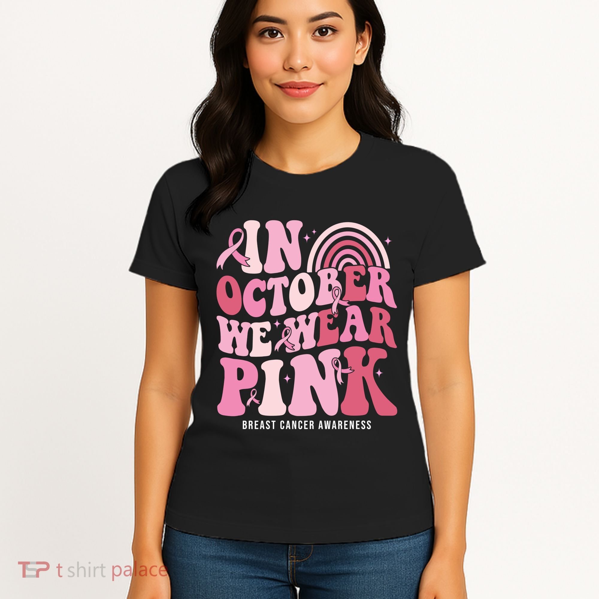 In October We Wear Pink Breast Cancer Awareness Women's T-Shirt