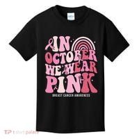 In October We Wear Pink Breast Cancer Awareness Kids T-Shirt thumb 0