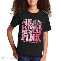In October We Wear Pink Breast Cancer Awareness Kids T-Shirt thumb 2