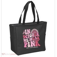 In October We Wear Pink Breast Cancer Awareness Tote Bag thumb 2
