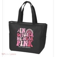 In October We Wear Pink Breast Cancer Awareness Tote Bag thumb 3