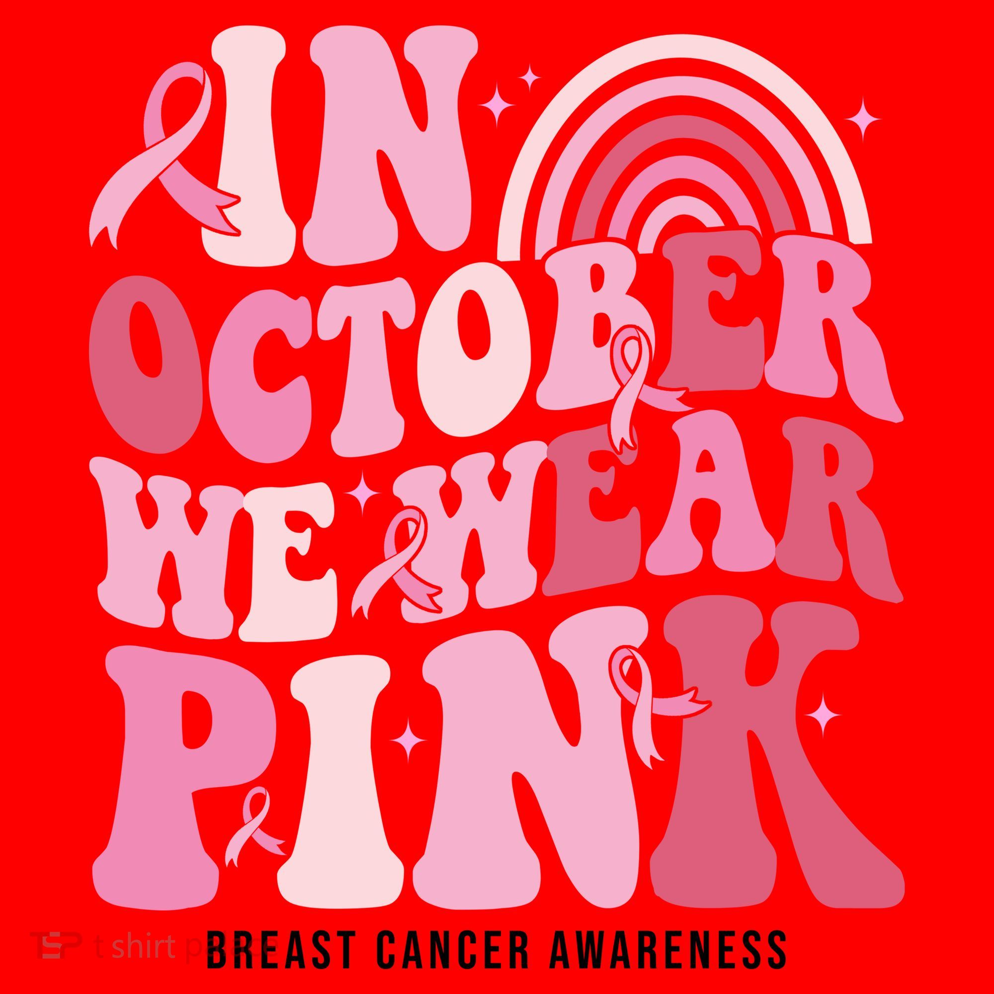 In October We Wear Pink Breast Cancer Awareness Santa Hat