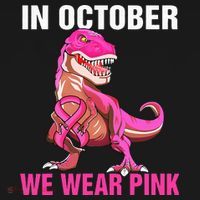 In October We Wear P.I.N.K Breast Cancer Trex Dino Sweatshirt thumb 3