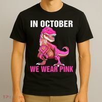In October We Wear P.I.N.K Breast Cancer Trex Dino T-Shirt thumb 3