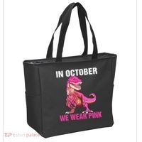 In October We Wear P.I.N.K Breast Cancer Trex Dino Tote Bag thumb 2