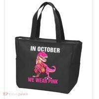 In October We Wear P.I.N.K Breast Cancer Trex Dino Tote Bag thumb 3