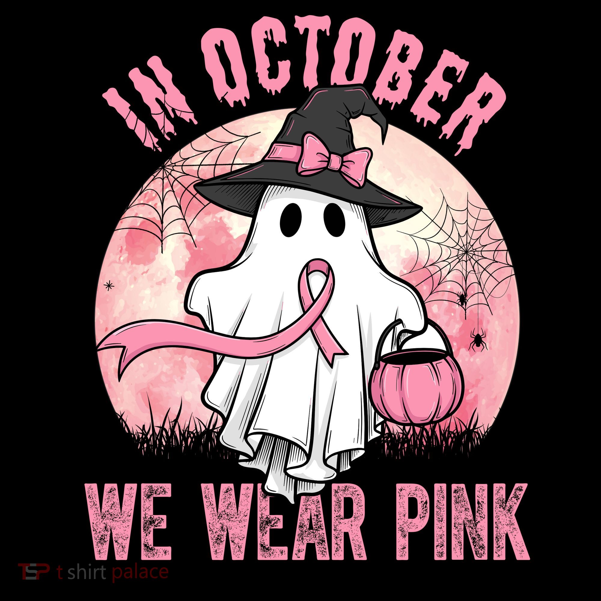 In October We Wear Pink Breast Cancer Halloween Ghost Coffee Mug