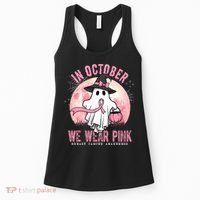 In October We Wear Pink Breast Cancer Halloween Ghost Women's Tank Top thumb 0