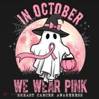 In October We Wear Pink Breast Cancer Halloween Ghost Visor thumb 3