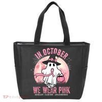 In October We Wear Pink Breast Cancer Halloween Ghost Tote Bag thumb 0