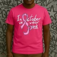 In October We Wear Pink Breast Cancer Awareness Month T-Shirt thumb 3