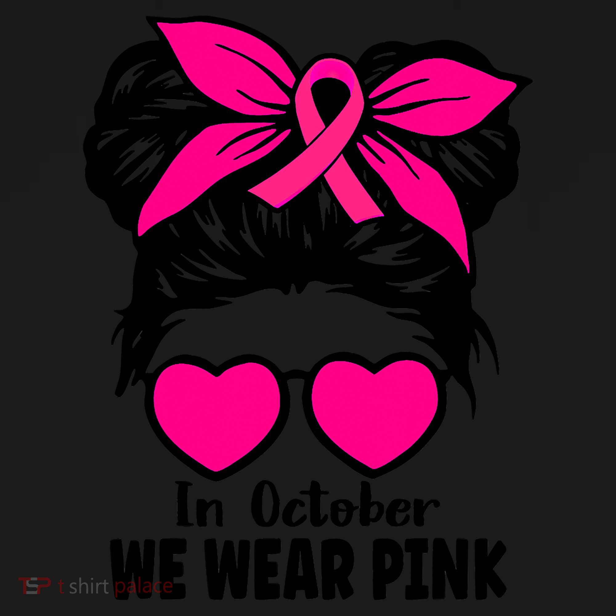 In October We Wear Pink Messy Bun Girls Breast Cancer Women's Tank Top
