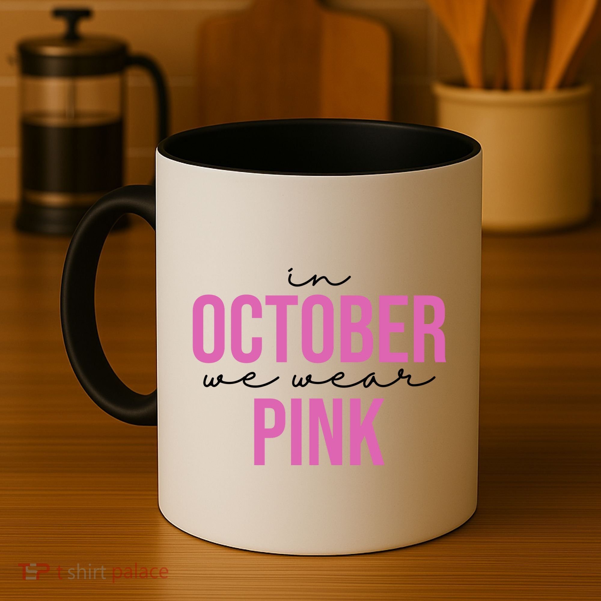 In October We Wear Pink Breast Cancer Awareness Coffee Mug