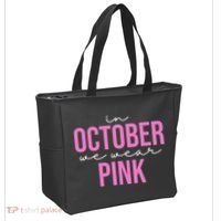 In October We Wear Pink Breast Cancer Awareness Tote Bag thumb 2