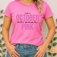 In October We Wear Pink Breast Cancer Awareness Women's T-Shirt thumb 2