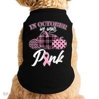 In October We Wear Pink Pattern Pumpkins Breast Cancer Awareness Doggie Tank thumb 0